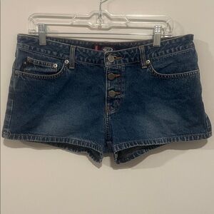 BONGO Dark Blue Button-Fly Denim Shorts